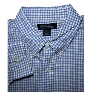 Brooks Brothers Mens XL Gingham Button Down Shirt Blue White Long Sleeve